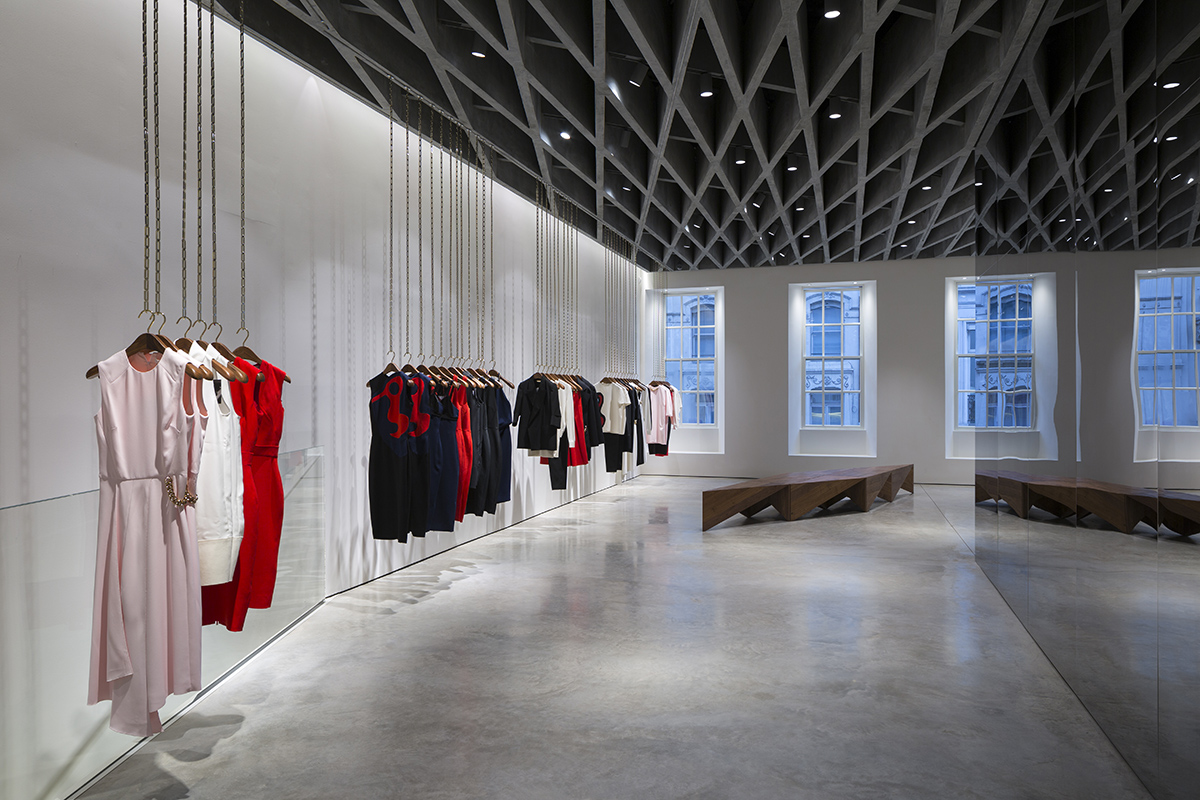 Interior shot of Victoria Beckham Flagship store.