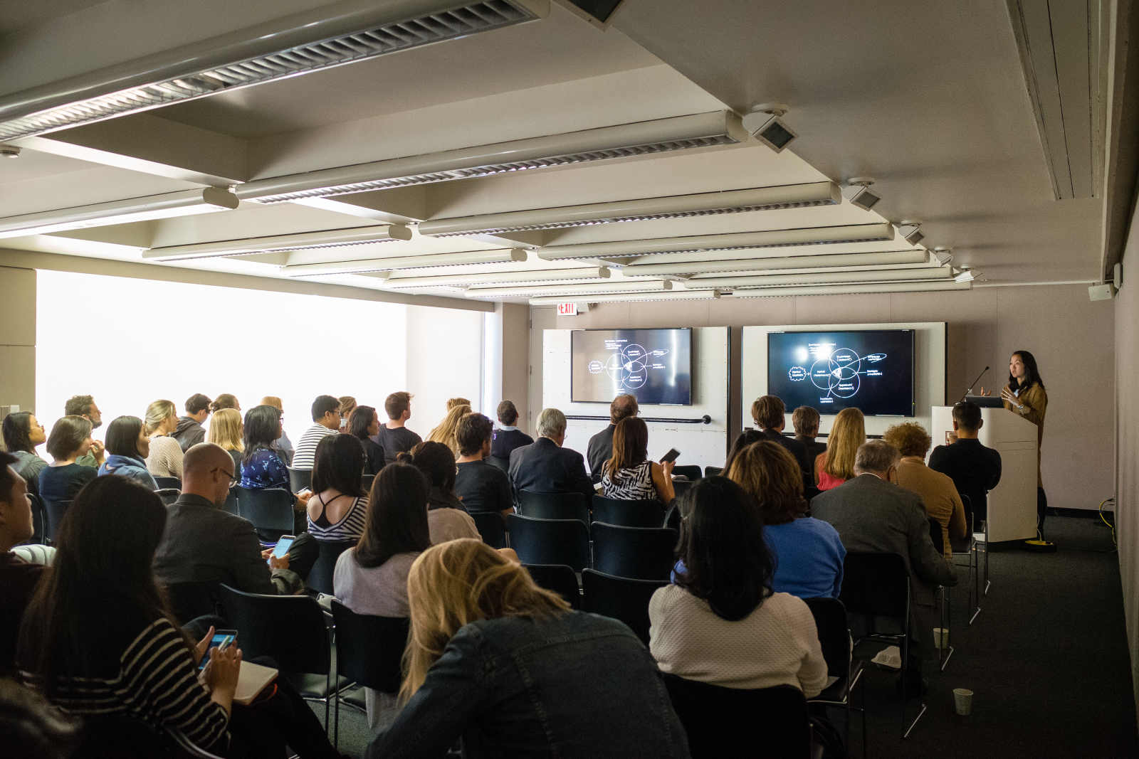 Image of Dana Cho delivering her lecture “Humanizing Technology”