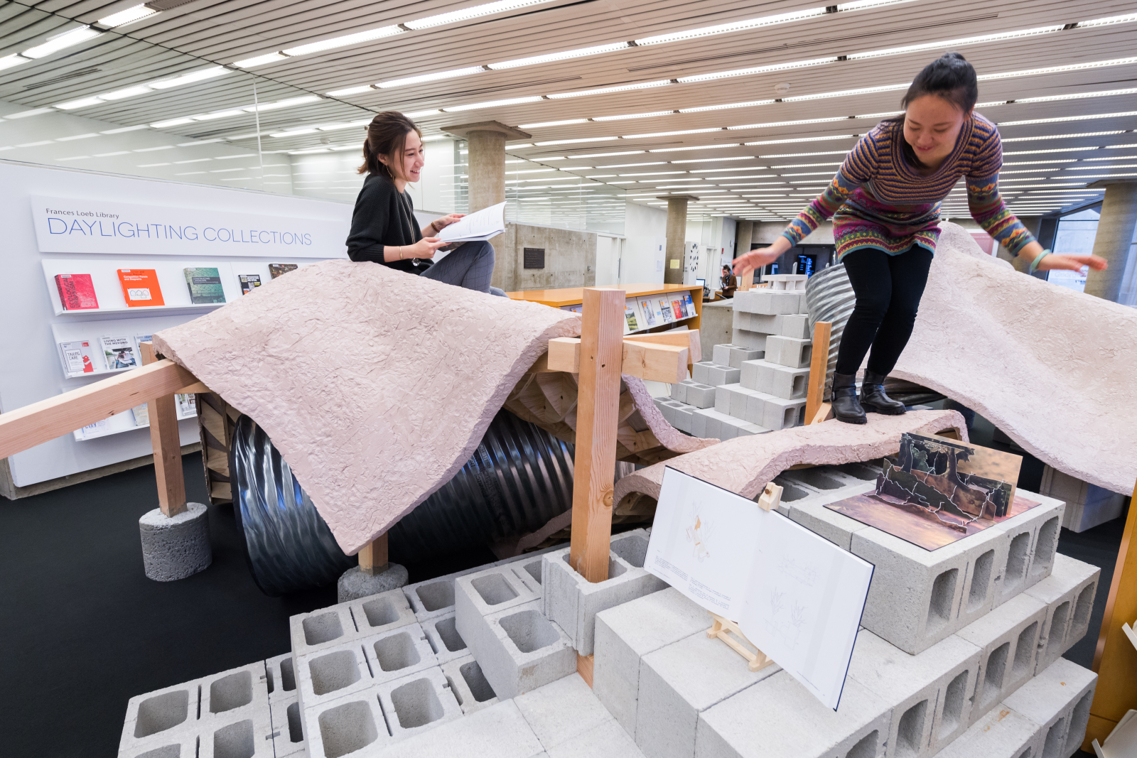 Andrew Holder's "The Kid Gets Out of the Picture" installation in the GSD's Frances Loeb Library