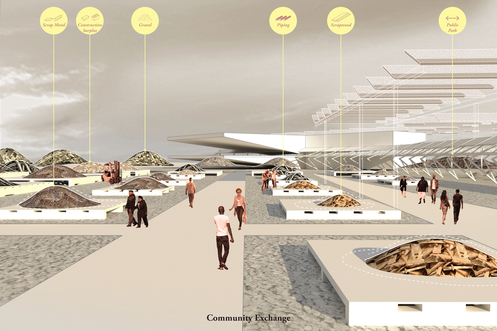 Project rendering by Adam Himes (MAUD '17) and Sophie Juneau (MArch '18), members of the Fall 2016 option studio "Re-tooling Metropolis." Image courtesy Adam Himes and Sophie Juneau.