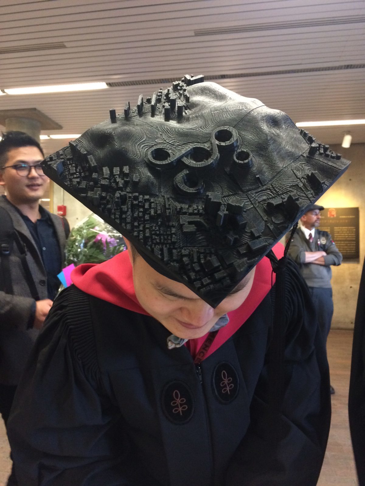 Insu Kim (MArch '17) wore his thesis on his Commencement cap