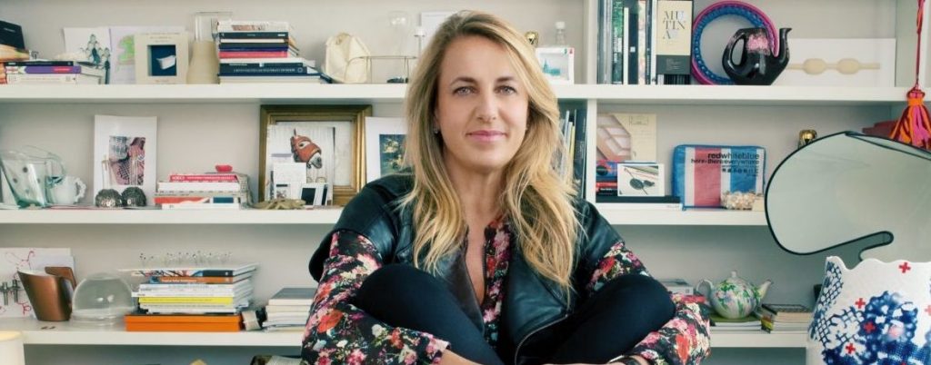 Patricia Urquiola in her studio surrounded by design objects