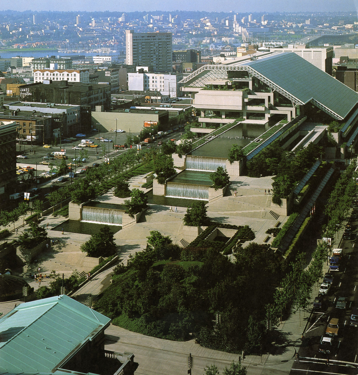 Robson Square aerial view architecture