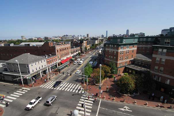 An aerial view of Central Square.