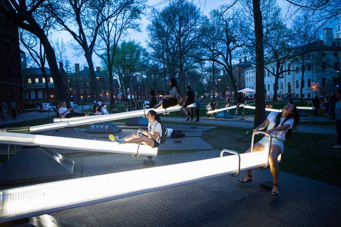 GSD students interact with light-up Seesaw