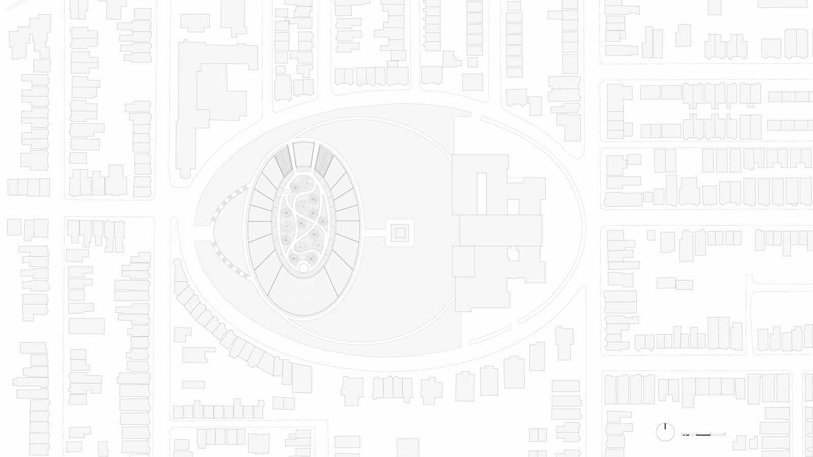 Plan site for Stanislas Chaillou's "Our Lady of the Fields," developed for Spring 2017 seminar "Making Sacred Space"