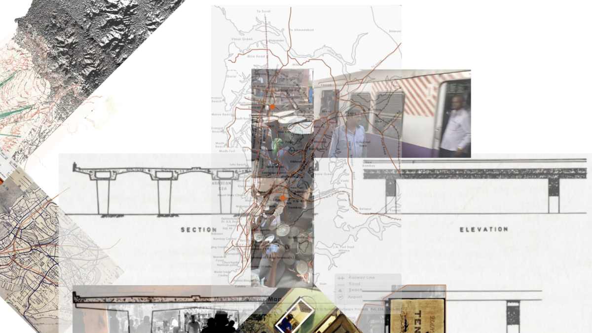 Digital collage of materials about Mumbai