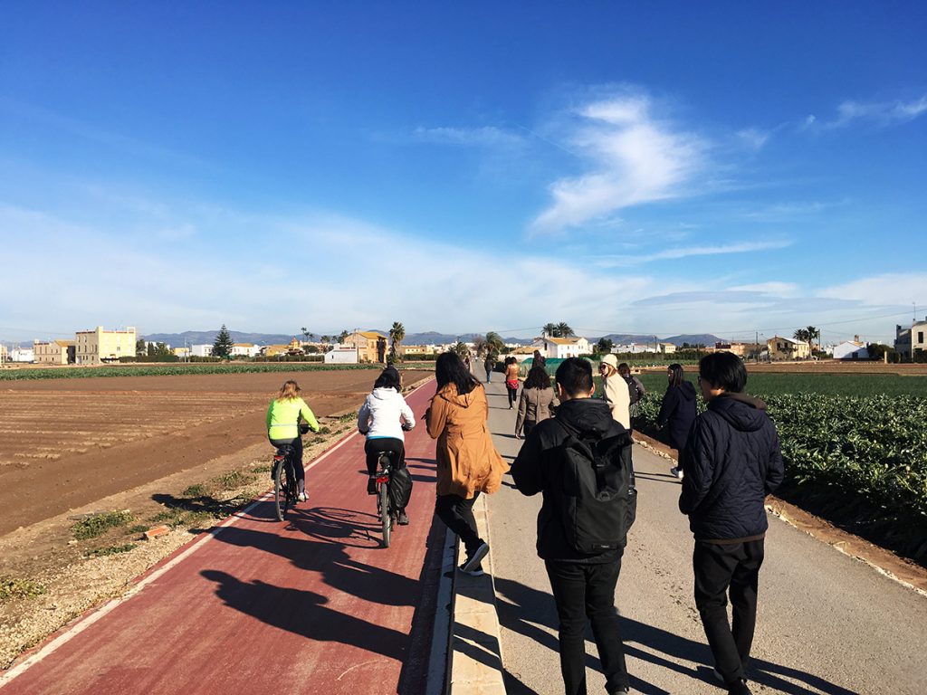 The studio entered the agricultural landscape from the Vía Xurra, one of the few bicycle paths that have access into the Huerta.