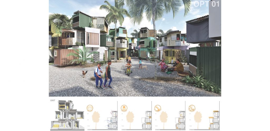"Baseco A New Housing Paradigm": Perspective depicting the community at a typical day in a courtlyard.