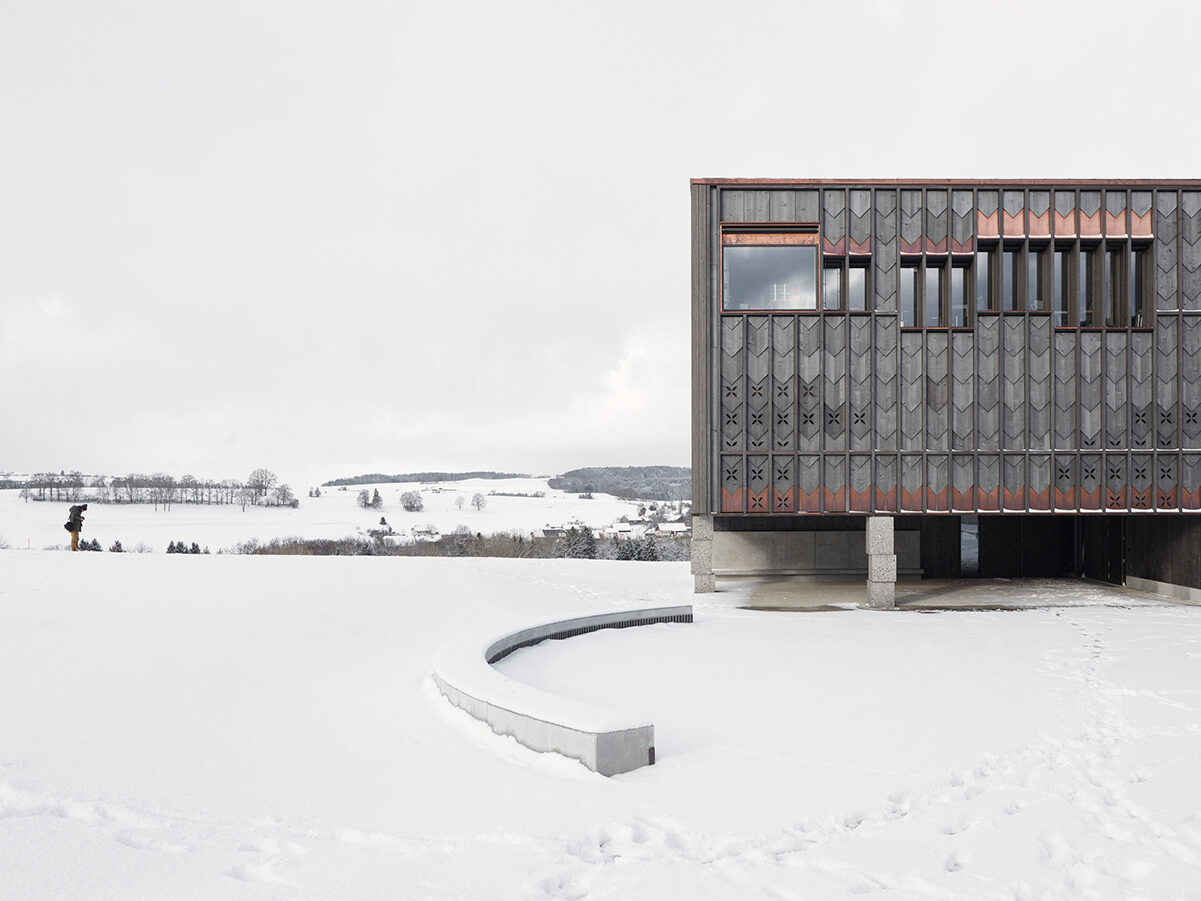 Building in snowy landscape