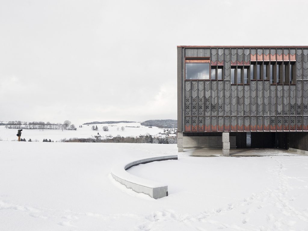 Building in snowy landscape