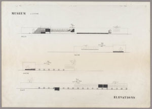 A sectional drawing of I.M. Pei's Thesis.
