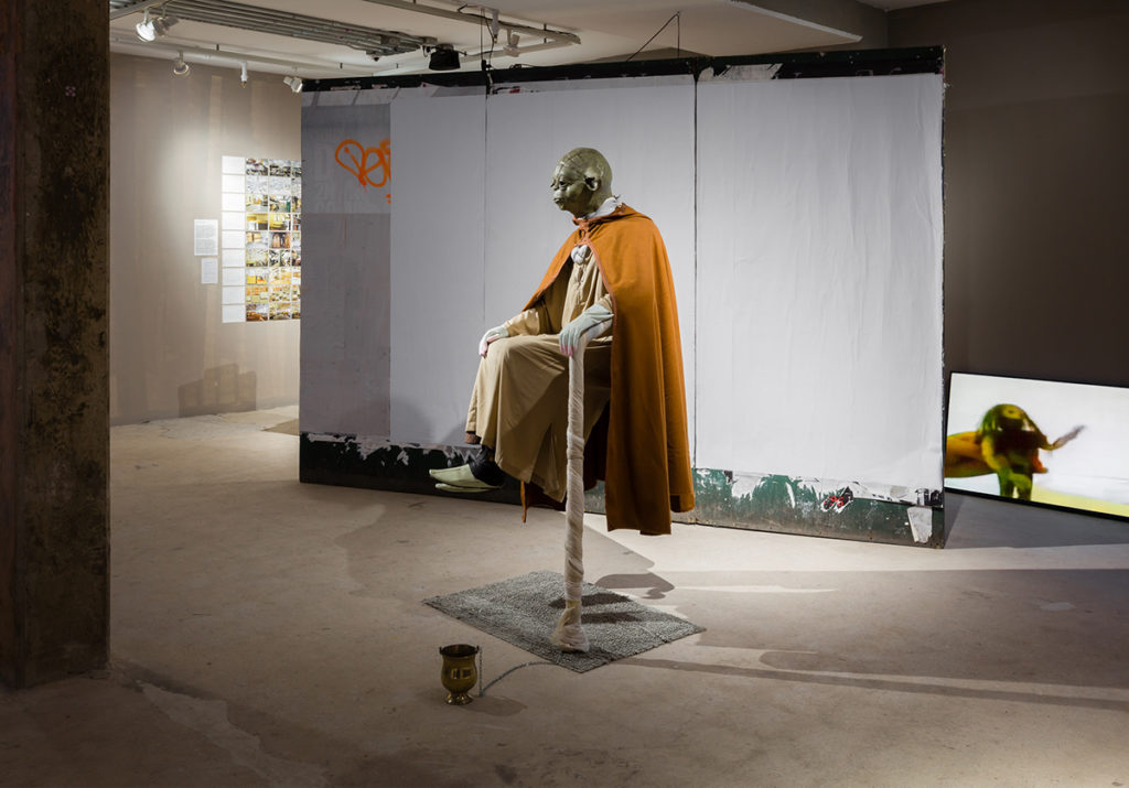 Exhibition image of floating figure