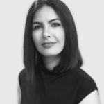 black and white headshot of Mojdeh Mahdavi