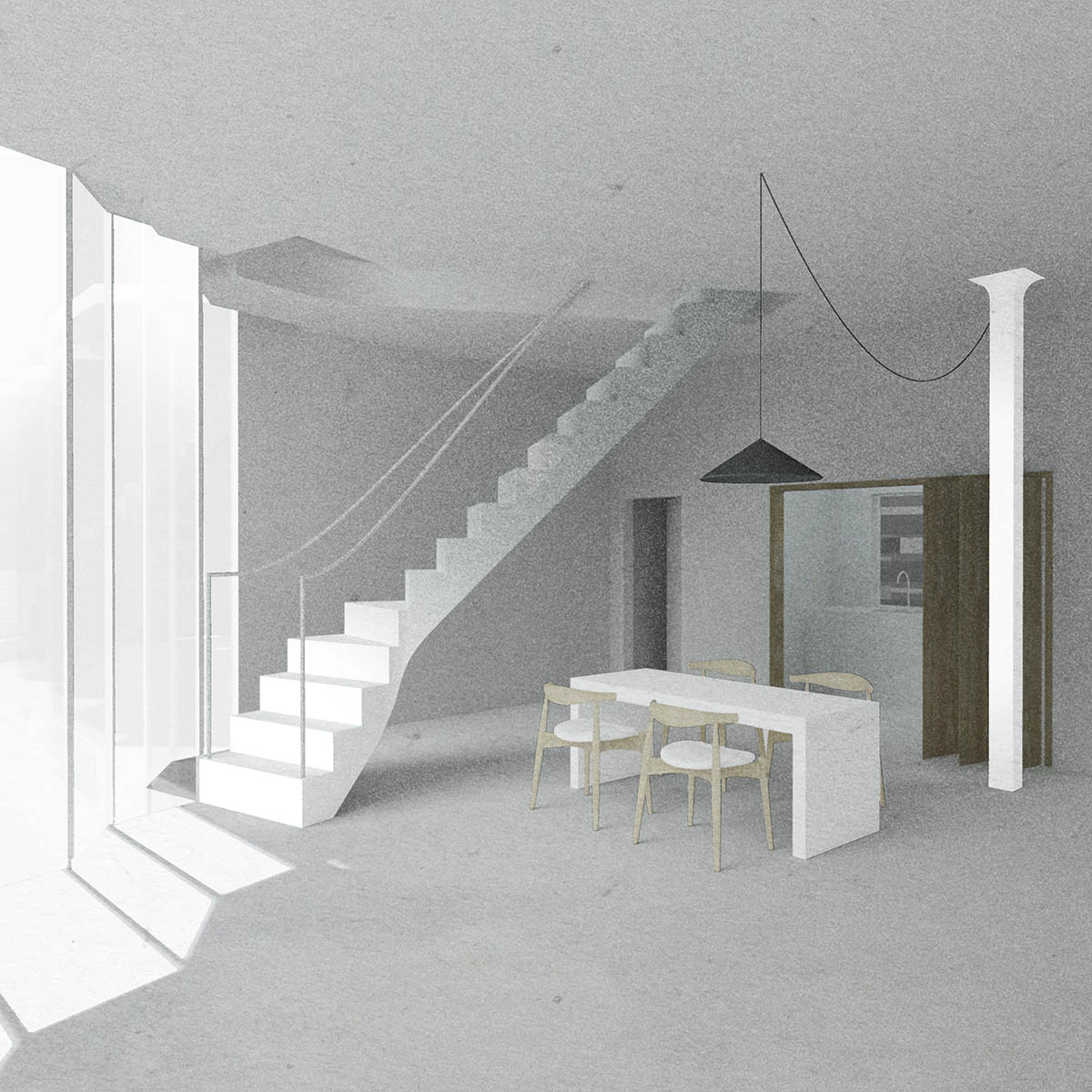 interior rendering with staircase