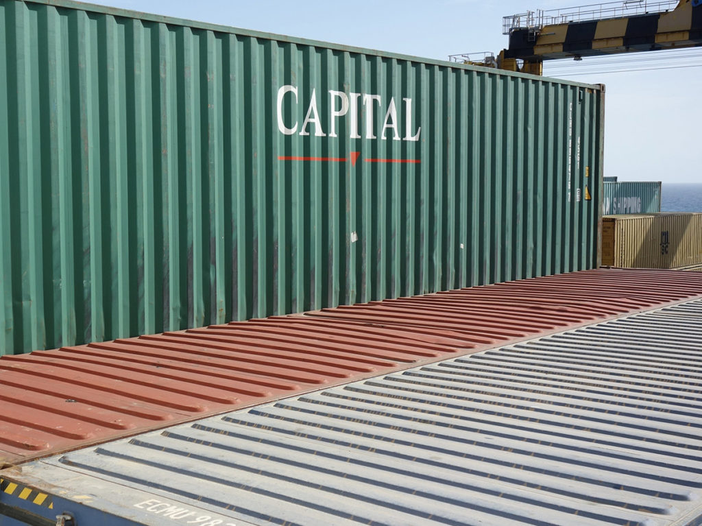 Shipping container with the word 