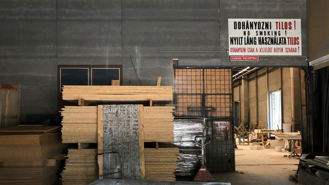 Material storage in a fabrication workshop in Hungary.