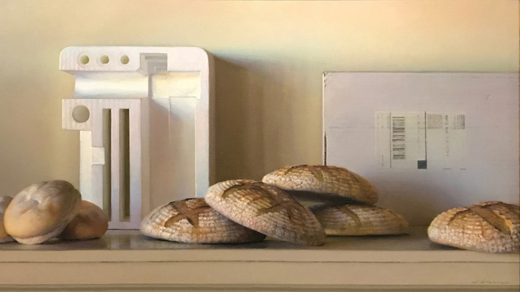 Painting of bread and styrofoam by Jeffrey Larson