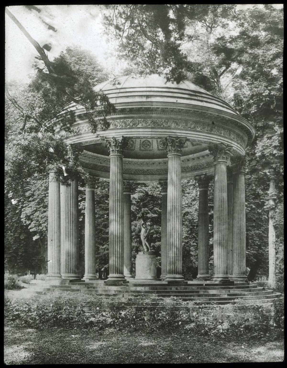 black and white photo of neoclassical temple