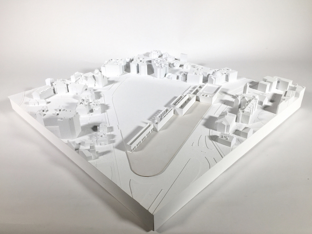 architectural model within its site