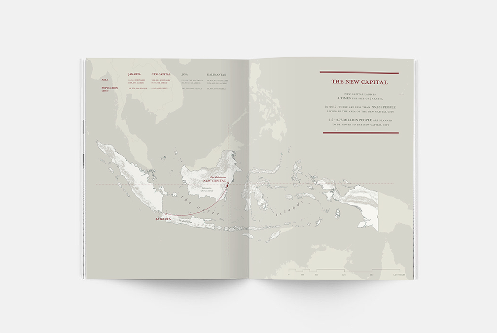 The map of the moving capital from Jakarta (in Java Island) to East Kalimantan (in Borneo island)