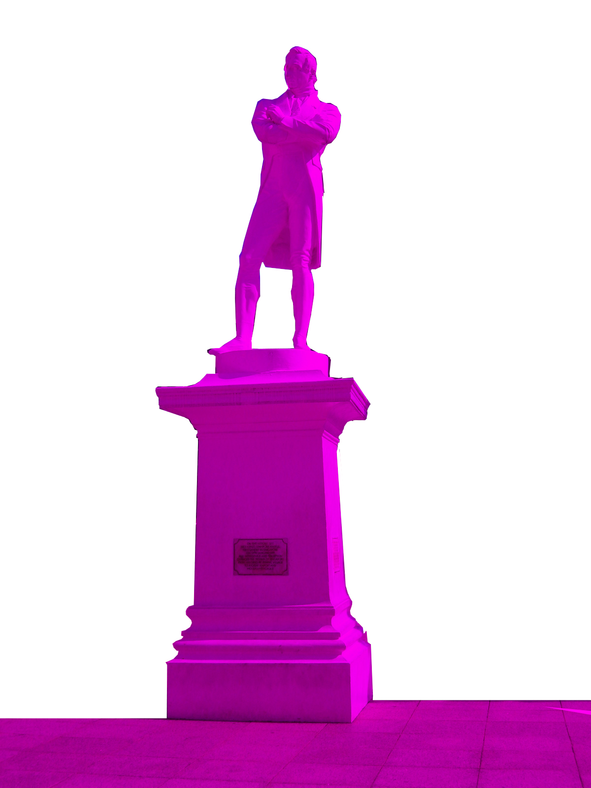 Rendering of pink statue