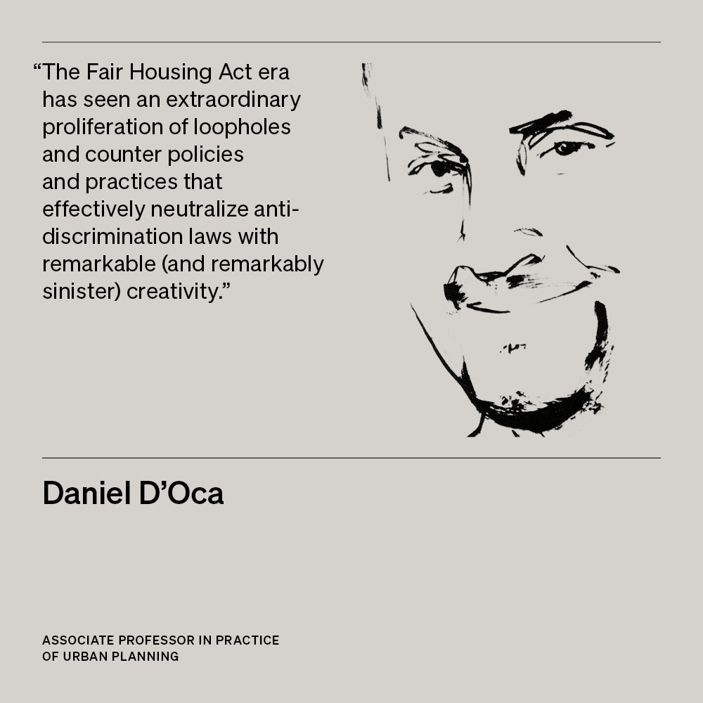 Illustration of Dan D'Oca, Associate Professor in Practice of Urban Planning, with text 