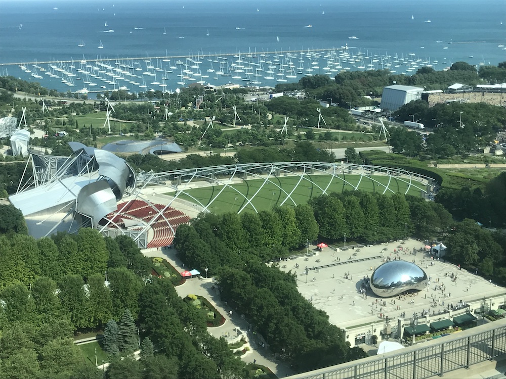 An aerial view of Chicago's Millennium Park.