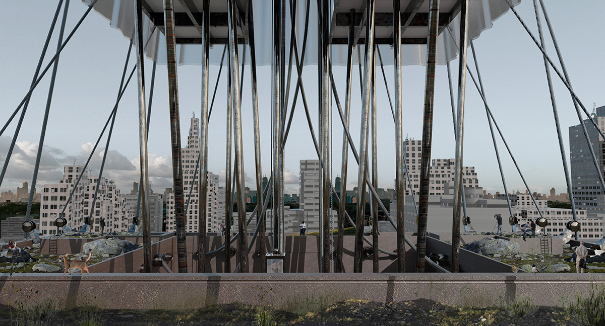 Rendering of building and its structure