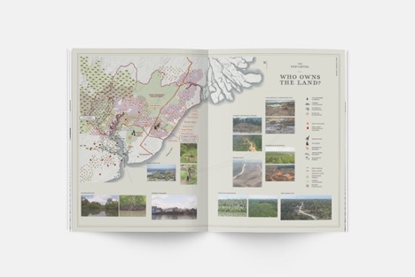 : Map of land ownership, forest zoning, villages, and animal habitats in the new capital area 
