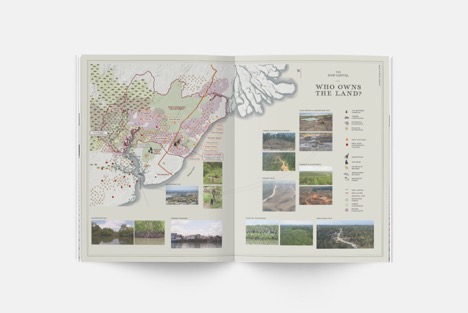 : Map of land ownership, forest zoning, villages, and animal habitats in the new capital area