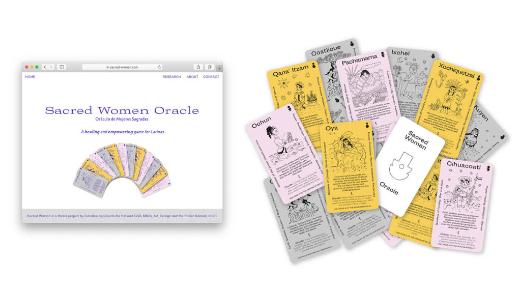 Carolina Sepúlveda's "The Sacred Women Oracle" offers both web-based and hands-on toolkits that deliver vital information to Latina women