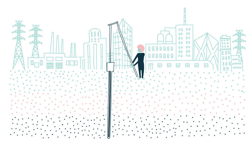 Illustration of a person utilizing a well