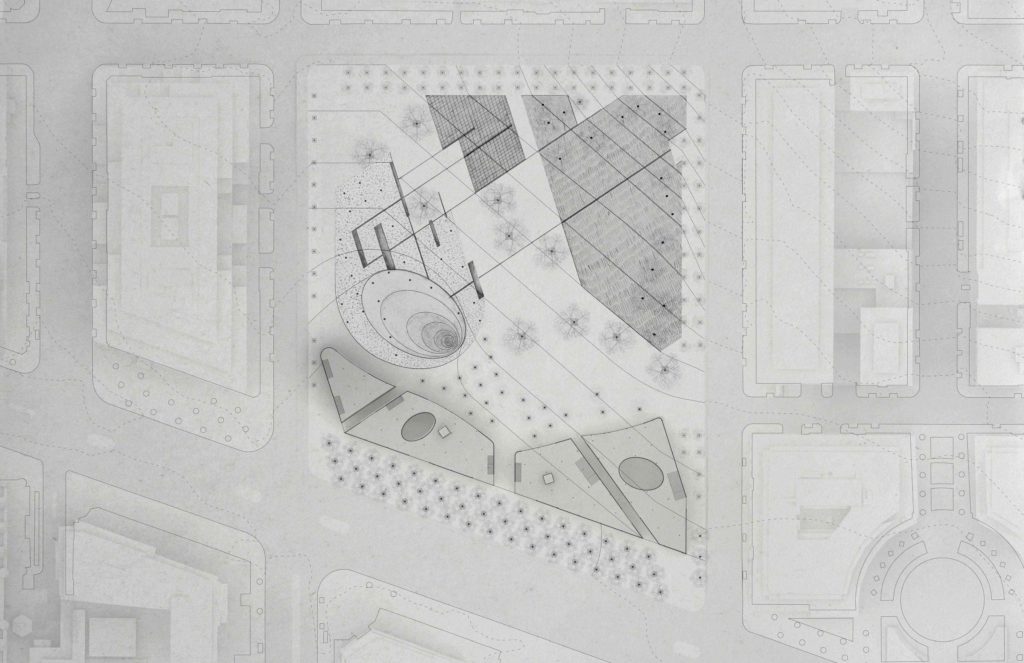 String-pieced Columns the fabric of the civic figure Cecilia Huber site plan for the FBI's Hoover Building