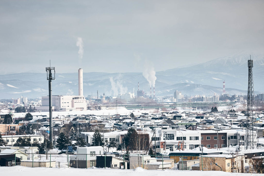 Image of the Asahikawa skyline during the winter time