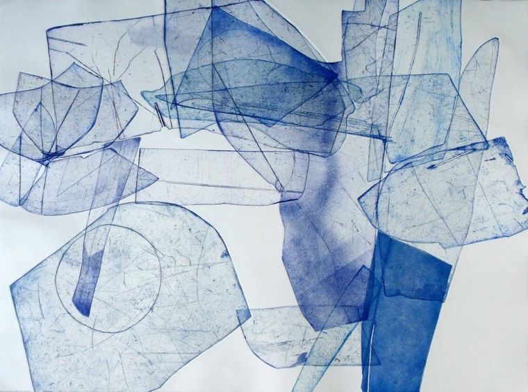 Abstract blue line drawing representing waste and garbage