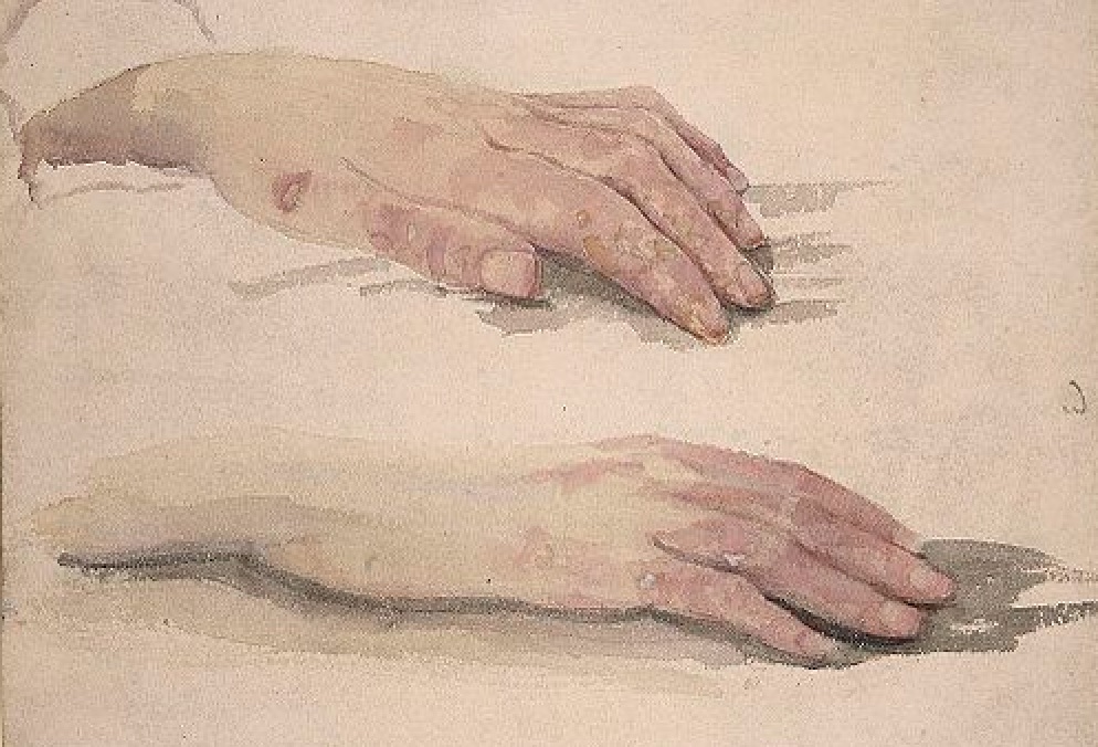 Image of pale painted hands
