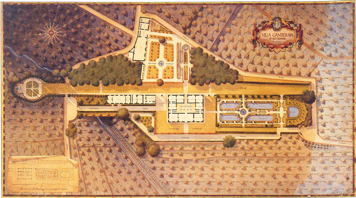 Drawing of the Villa Gamberaia, Edward G. Lawson.
