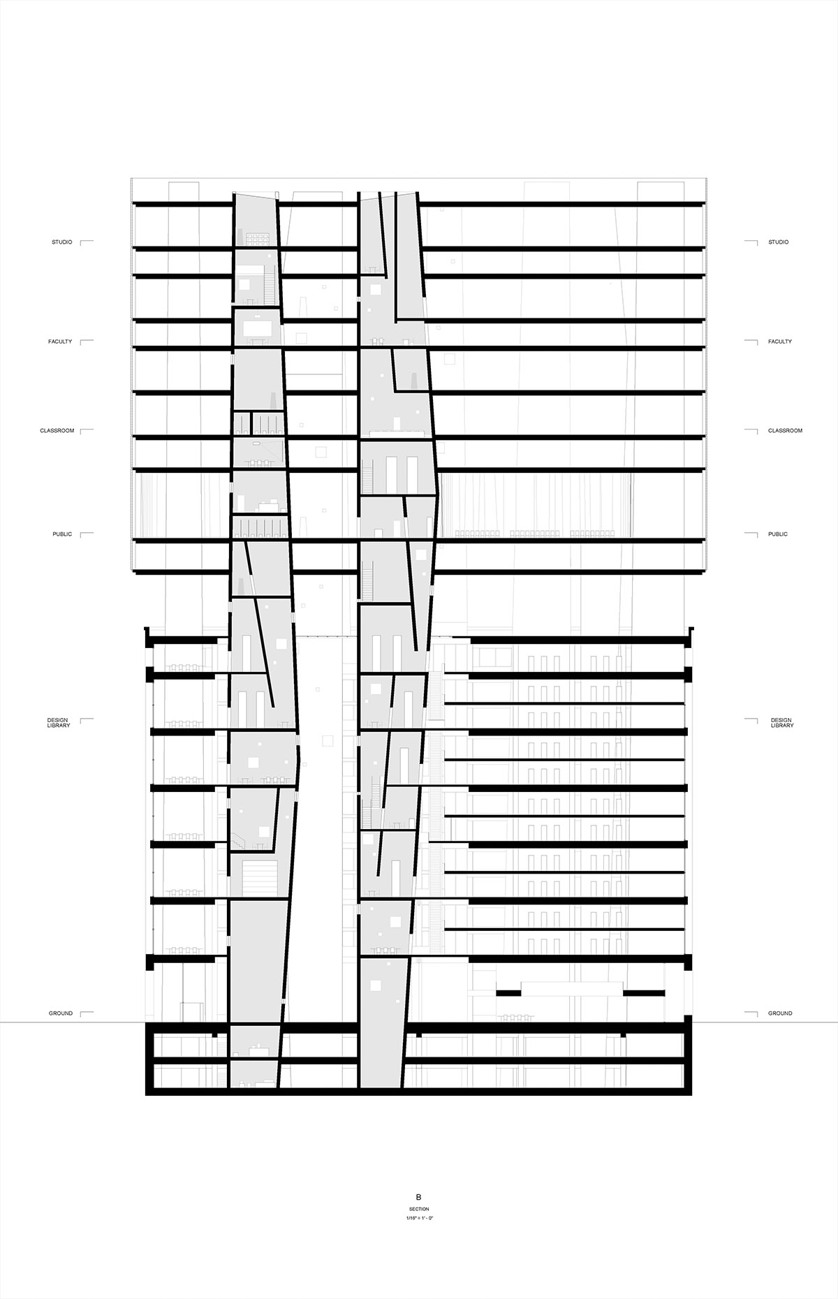 Long building section