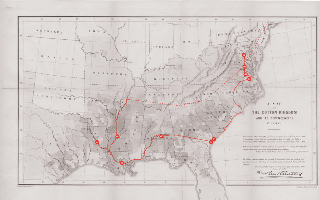 Image of scanned Cottom Kingdom map with tracing and labels in red