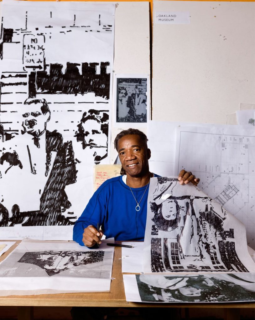 Walter Hood sits at his desk in his Oakland studio