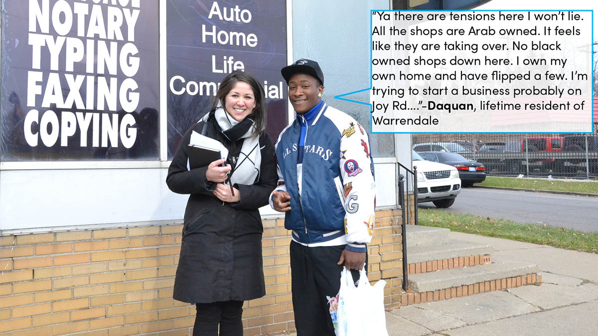 Image from on the ground community engagement on Warren Ave