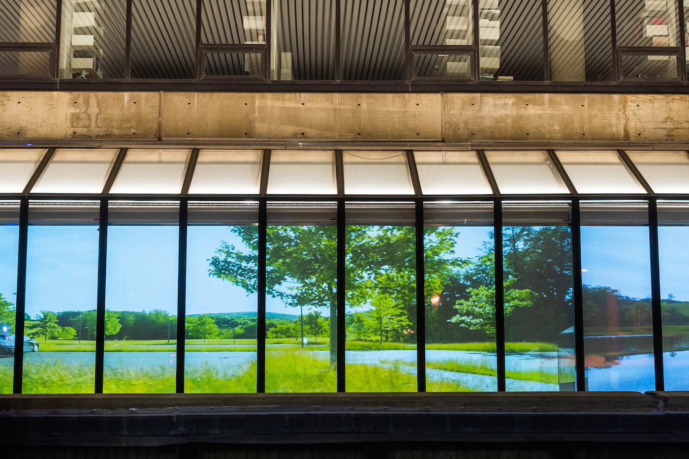 "Inside Out" presents video projections on the front and side facades of the GSD's Gund Hall. Here, a glimpse from Helen Han's inaugural installment in the series.