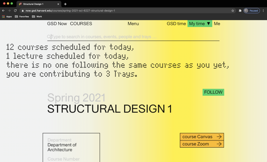 A look at a course listing within GSD Now