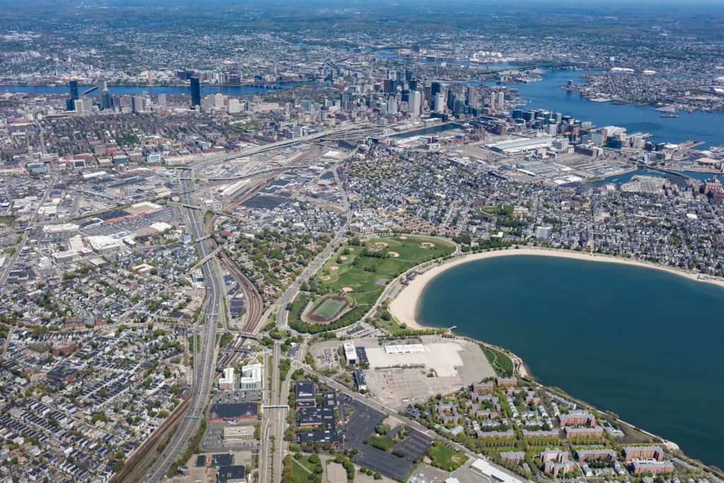 Aerial view of downtown Boston.