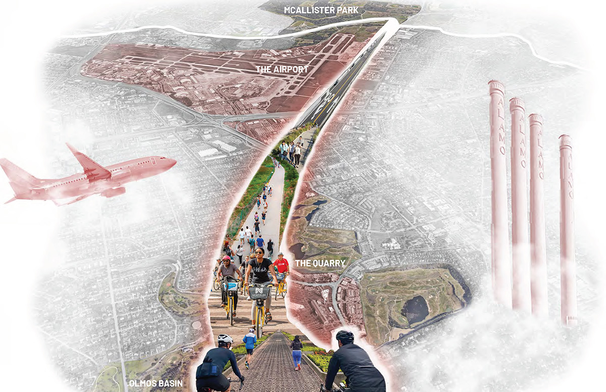 A perspectival map showing the overall trail network