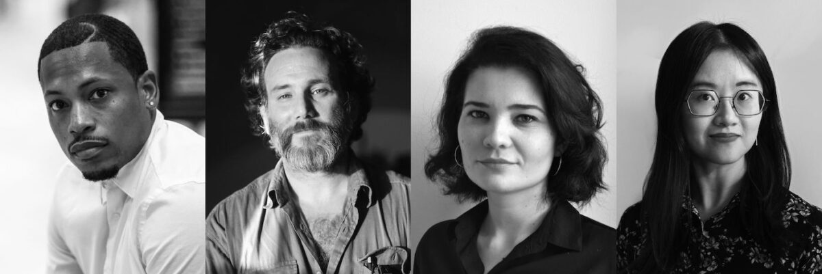 Harvard GSD's 2021 Wheelwright Prize finalists, L to R: Germane Barnes, Luis Berríos-Negrón, Iulia Statica, and Catty Dan Zhang