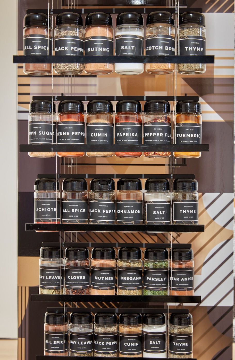Close up of exhibition project showing spices lined up.