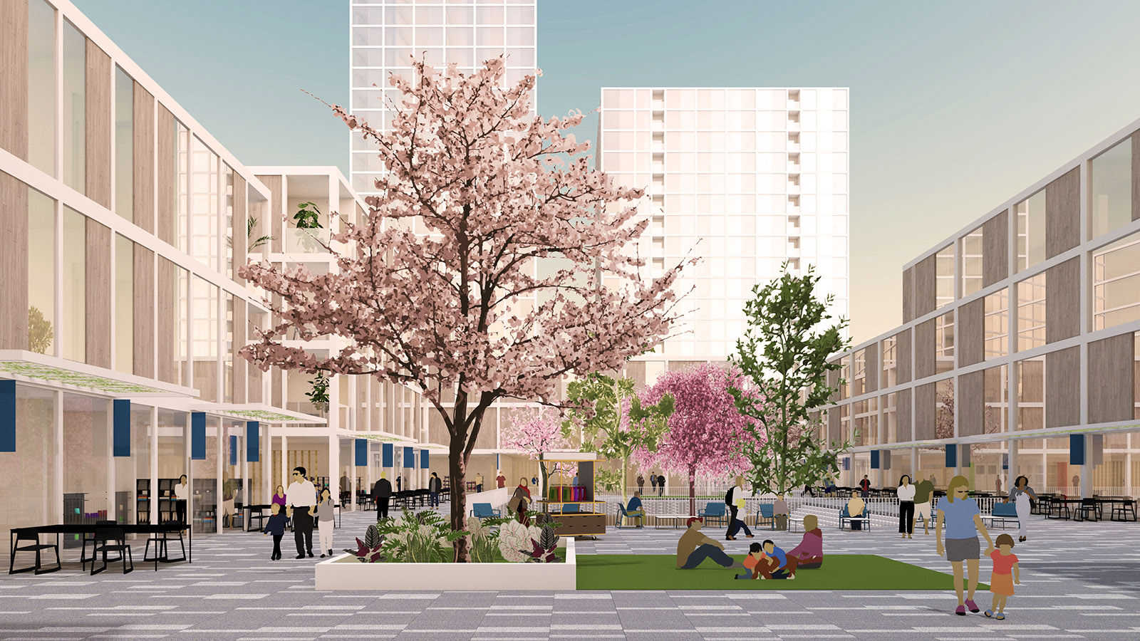 Rendering of communal plaza