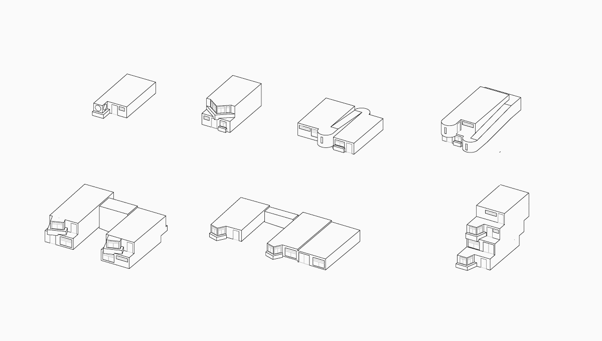 Axonometric of unit types from Shaina Yang's Cripping Architecture